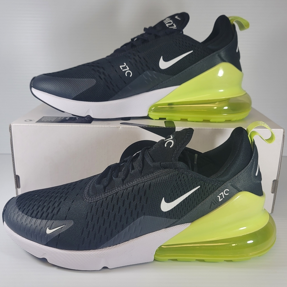 Mens Size 11 Nike Air Max 270 Light Lemon Twist Black Shoes Sneakers AH8050-703